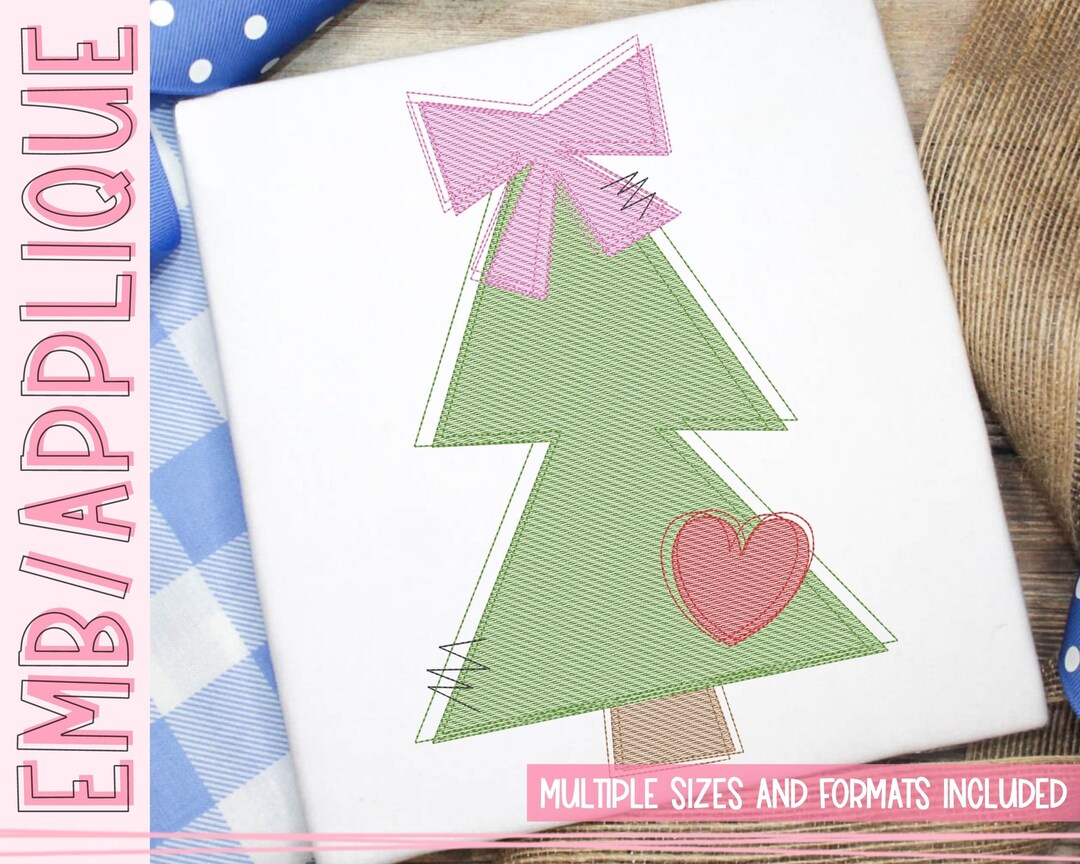 Funky Trees With Bow and Heart – Sketch Designs - Christmas Sketch ...