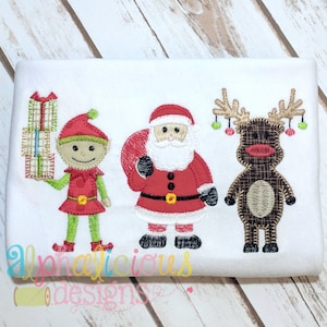 Santa&#39;s Crew Three In A Row Applique- Blanket