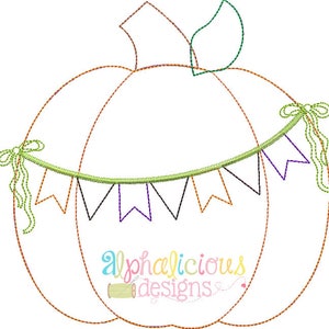 Bunting Pumpkin Applique Design - Triple Bean