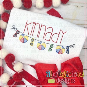 Beach Bunting - Sketch Embroidery Design - Instant Download - Quick Stitch