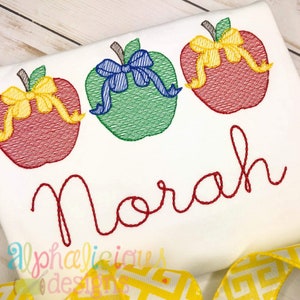 Apfel mit Schleife Stickdatei: Sketch Applikation (Instant Download)