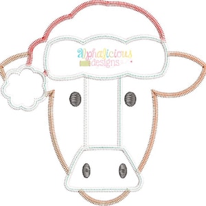 Santa Cow Applique- Zig Zag