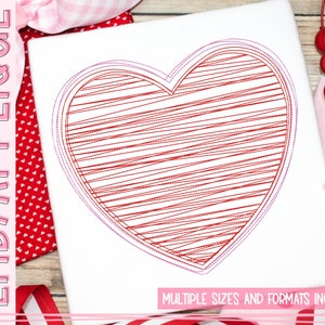 Scribble Heart Embroidery Design - Valentine&#39;s Day Embroidery Designs - Machine Embroidery - Valentine Scribble Designs - Quick Stitch