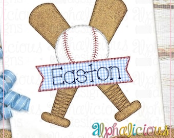 Baseball Bat and Banner - Blanket - Embroidery Design - Instant Download - Quick Stitch
