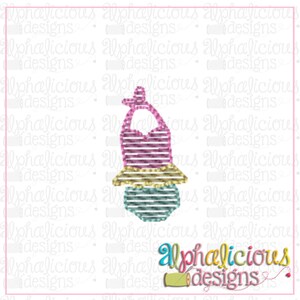 Retro Girl Beach Gear - MINI sketch embroidery design