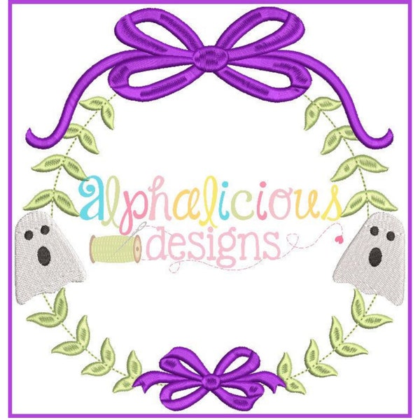 Preppy Girl Friendly Ghost Frame - Sketch Embroidery - Quick Stitch - Instant Download