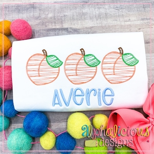 Peach Three in a Row - Scribble Fill - Embroidery Design - Quick Stitch - Instant Download