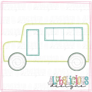 School Bus - Blanket - Applique Design - Instant Download - Quick Stitch