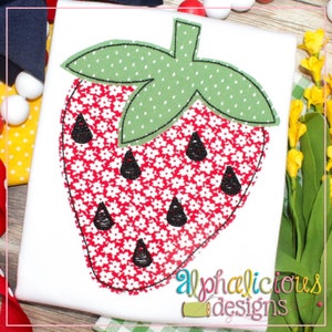 Strawberry - Triple Bean - Applique Design - Instant Download - Quick Stitch