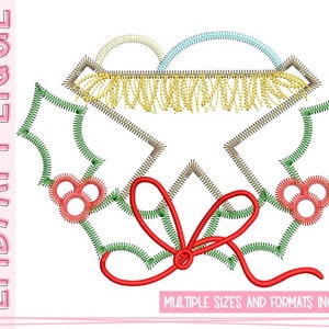 Weihnachtskrippe Applikation Stickmuster: Stechpalme, Zickzackstich (Digitaler Download)