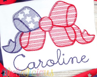 Star Spangled Bow Sketch Embroidery Design (Digital Download)