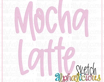Mocha Latte Sketch Fill Embroidery Font (1-3 inch) (Digital Files)