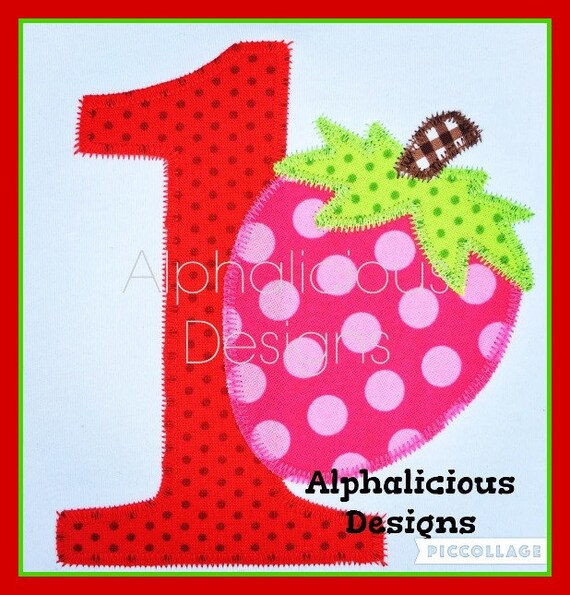 Digitized Strawberry Number Set Applique Design Digitized Etsy