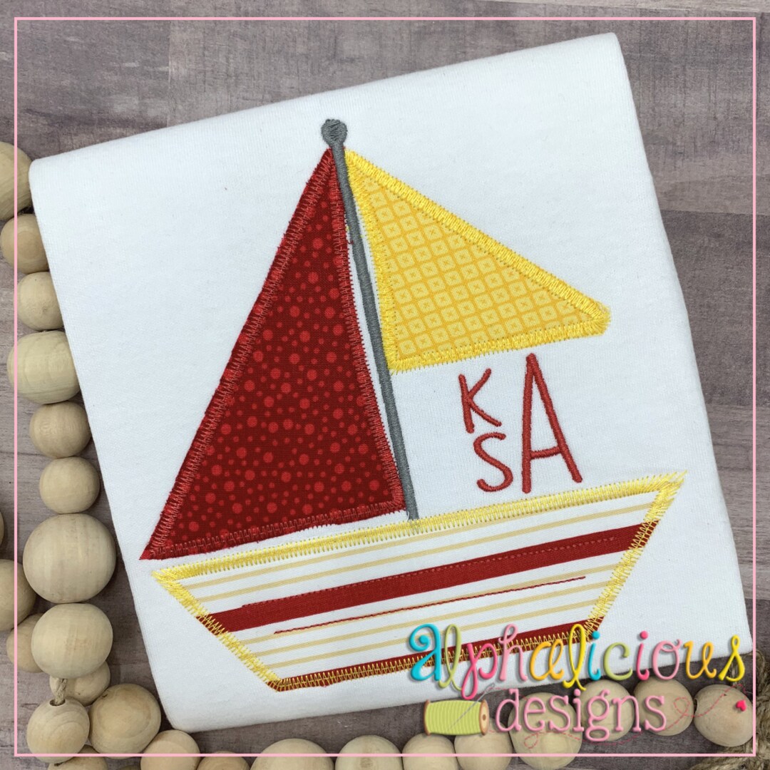 Sailboat Monogram Zigzag Applique Design Instant Download 6 Sizes 9