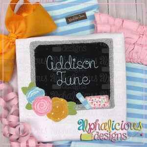 Back to School Floral Blackboard - Blanket - Applique Design - Instant Download - Quick Stitch