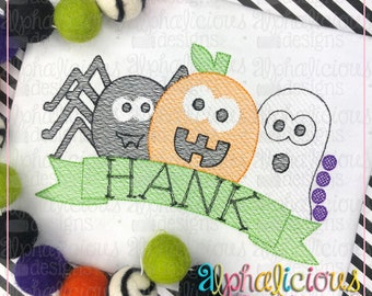 Spooky Crew - Sketch - Embroidery  Design - Quick Stitch - Instant Download