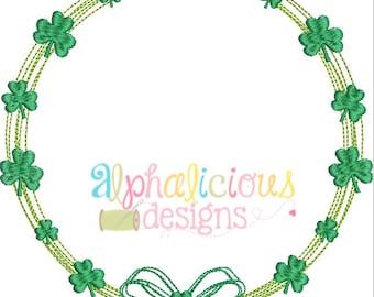 Vintage Scribble Shamrock Monogram frame- Embroidery