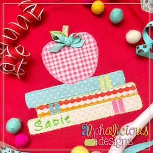 Stack of School Books - Blanket - Applique Design - Instant Download - Quick Stitch
