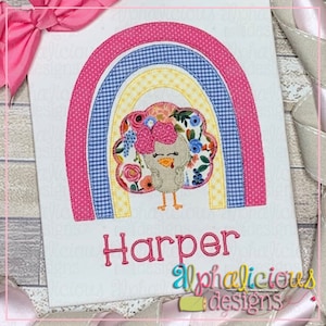 Rainbow Turkey Girl Applique Design: Zigzag Stitch (Instant Download)