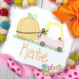 Coupe with Pumpkin - Sketch - Embroidery  Design - Quick Stitch - Instant Download