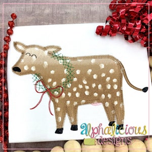 Christmas Cow - ZigZag Applique Design - Digitized Applique Design