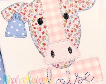 Cow Applique Design: Farm Animal Blanket Stitch (Instant Download)