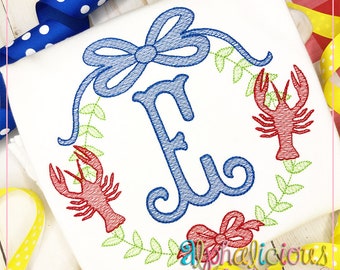Preppy Girl with Crawfish-Sketch Embroidery