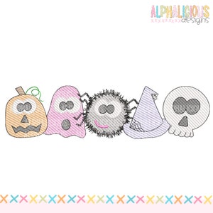 Spooky Crew Halloween Row Machine Embroidery Design Quick Stitch Instant Download