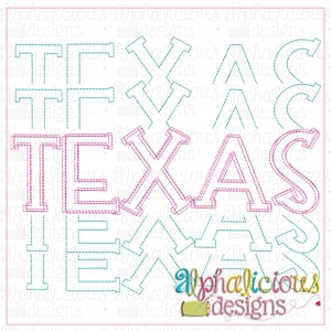 Texas Stacked - Scribble - Embroidery Design - Instant Download - 6 Sizes - 9 Different File Formats