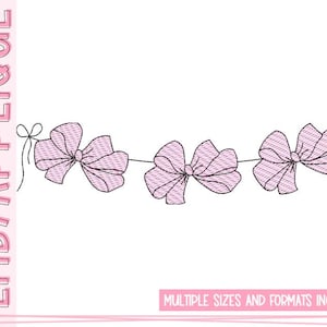 Big Bow Sketch Bunting Embroidery Designs - Quick Stitch Bow Designs - All Sizes Included - Sketch Embroidery Files