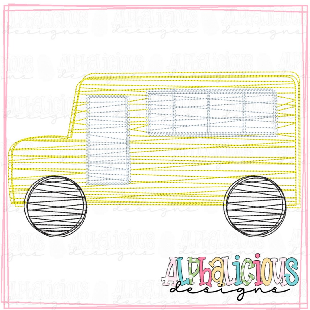 School Bus - Scribble Fill - Embroidery Design - Instant Download ...