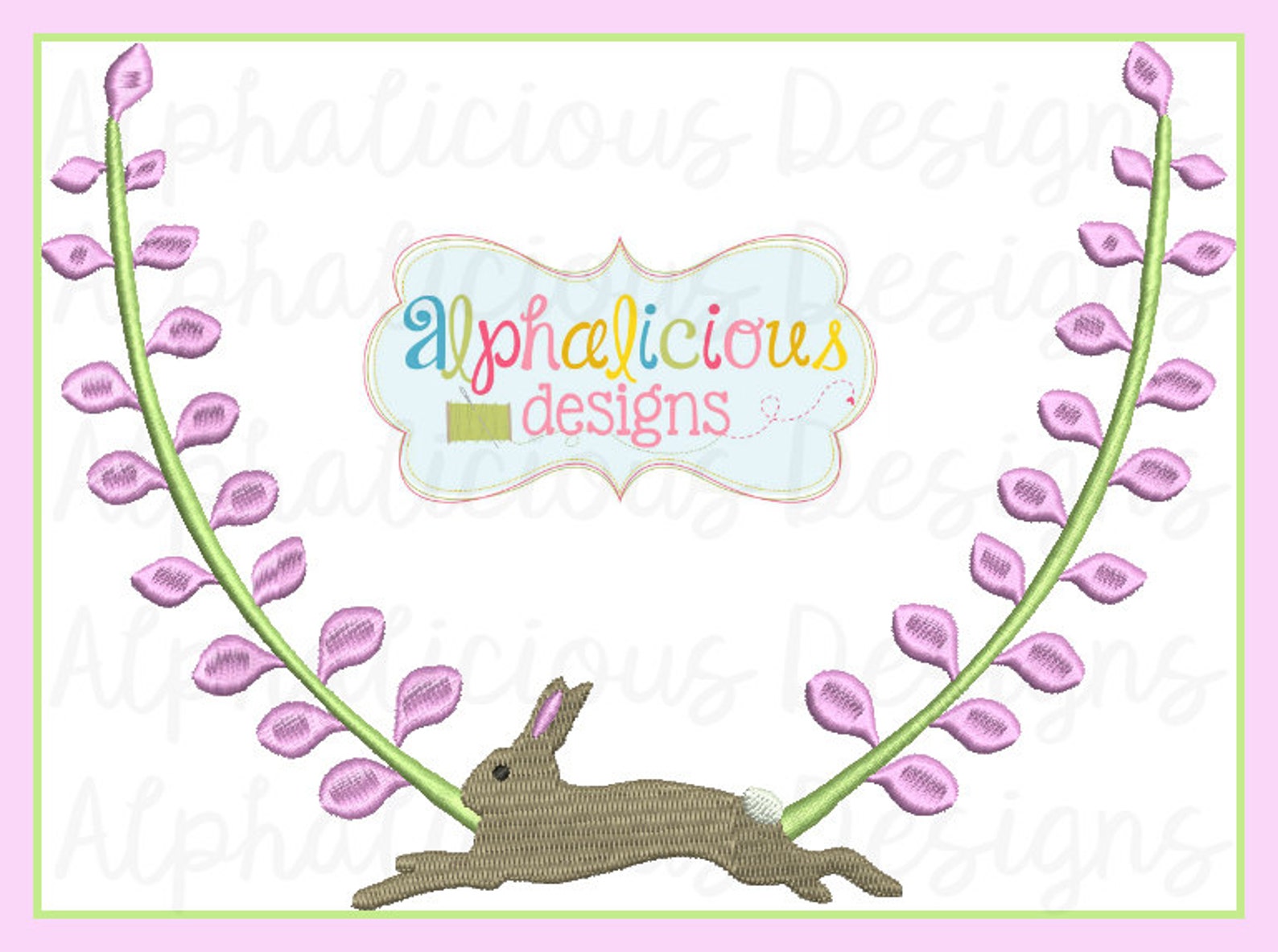 Hopping Rabbit Monogram Frame Laurel Wreath Frame Monogram Etsy