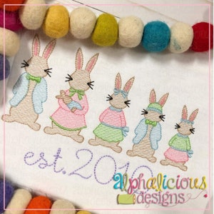 Bunny Family Sketch Embroidery Design Easter Design - Etsy