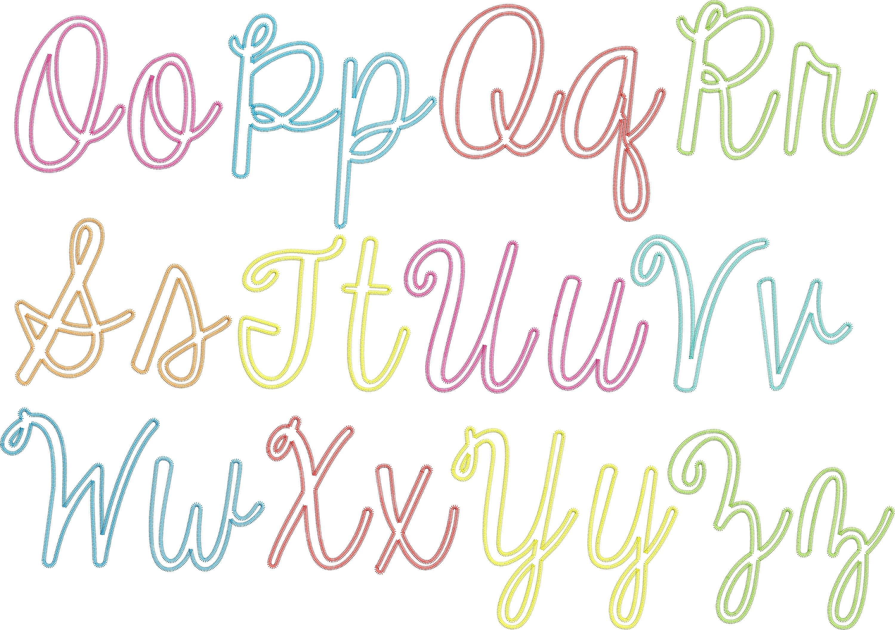 Digitized Applique Fontapplique Font Cursive Applique Font Etsy