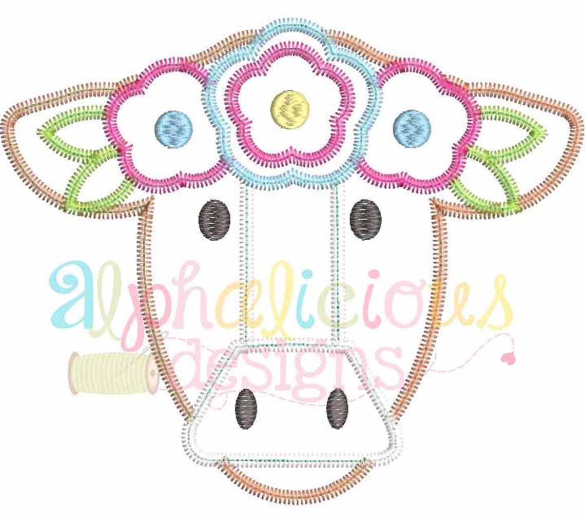 Fancy Pants Floral Cow Zig Zag Etsy