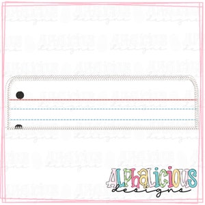 May include: A white rectangular label with a red and blue line, and two black dots. The label is outlined in grey.
