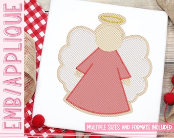 Angel with Halo – Cookie – Sketch Embroidery Design - Christmas Angel Cookie Design - Quick Stitch - Machine Embroidery - Christmas Cookie