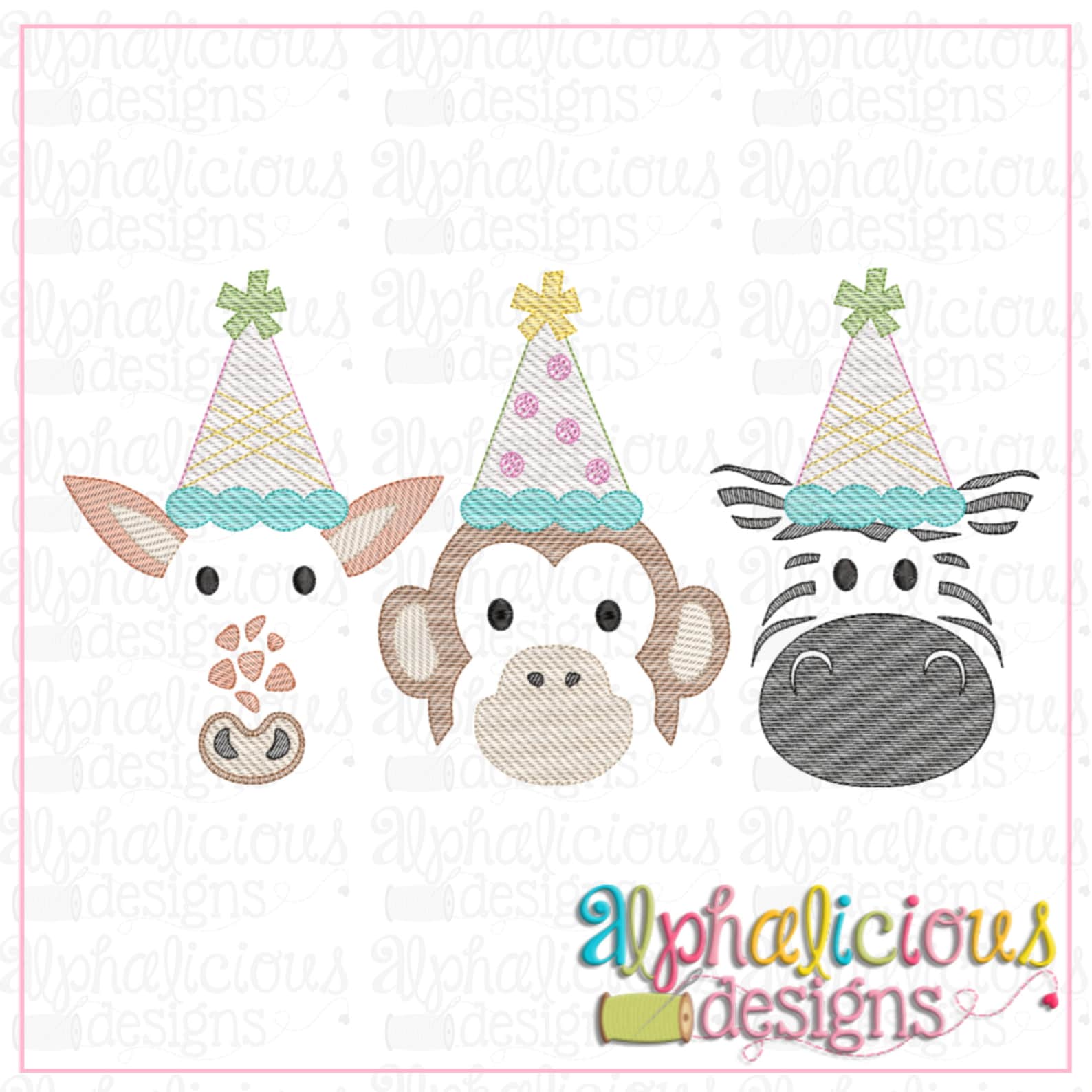 Birthday Zoo Crew Sketch Sketch Embroidery Design Etsy