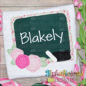 Back to School Floral Blackboard - Triple Bean - Applique Design - Instant Download - Quick Stitch