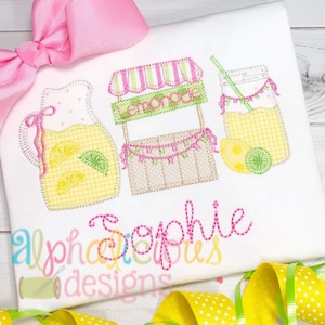 Sweet Summer Time Lemonade - Three in a Row - Blanket - Applique Design - Instant Download - Quick-Stitch