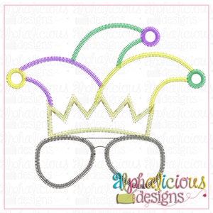 Jester Hat with Sunglasses Applique Design (Instant Download)