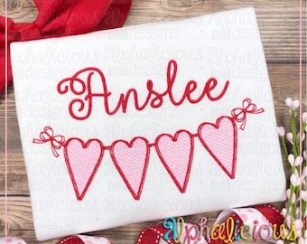 Heart Banner - Sketch - Embroidery Design - Sketch Stitch - Valentine Applique Design - Quick Stitch - Instant Download
