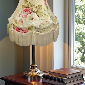 Handmade Chintz Floral Lampshade: Scalloped Lampshade with Fringe