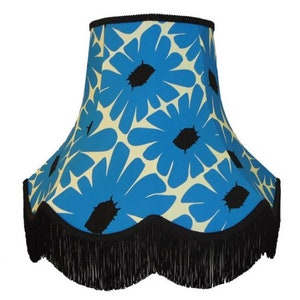 Blue Retro Floral Fabric Lampshade For Bedside Table Floor Standard Lamps Ceiling Light Pendants