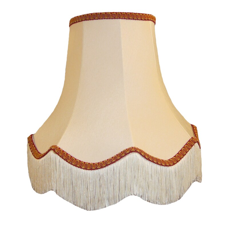 Cream Scalloped Fabric Lampshade With Cream Decoration For A Etsy