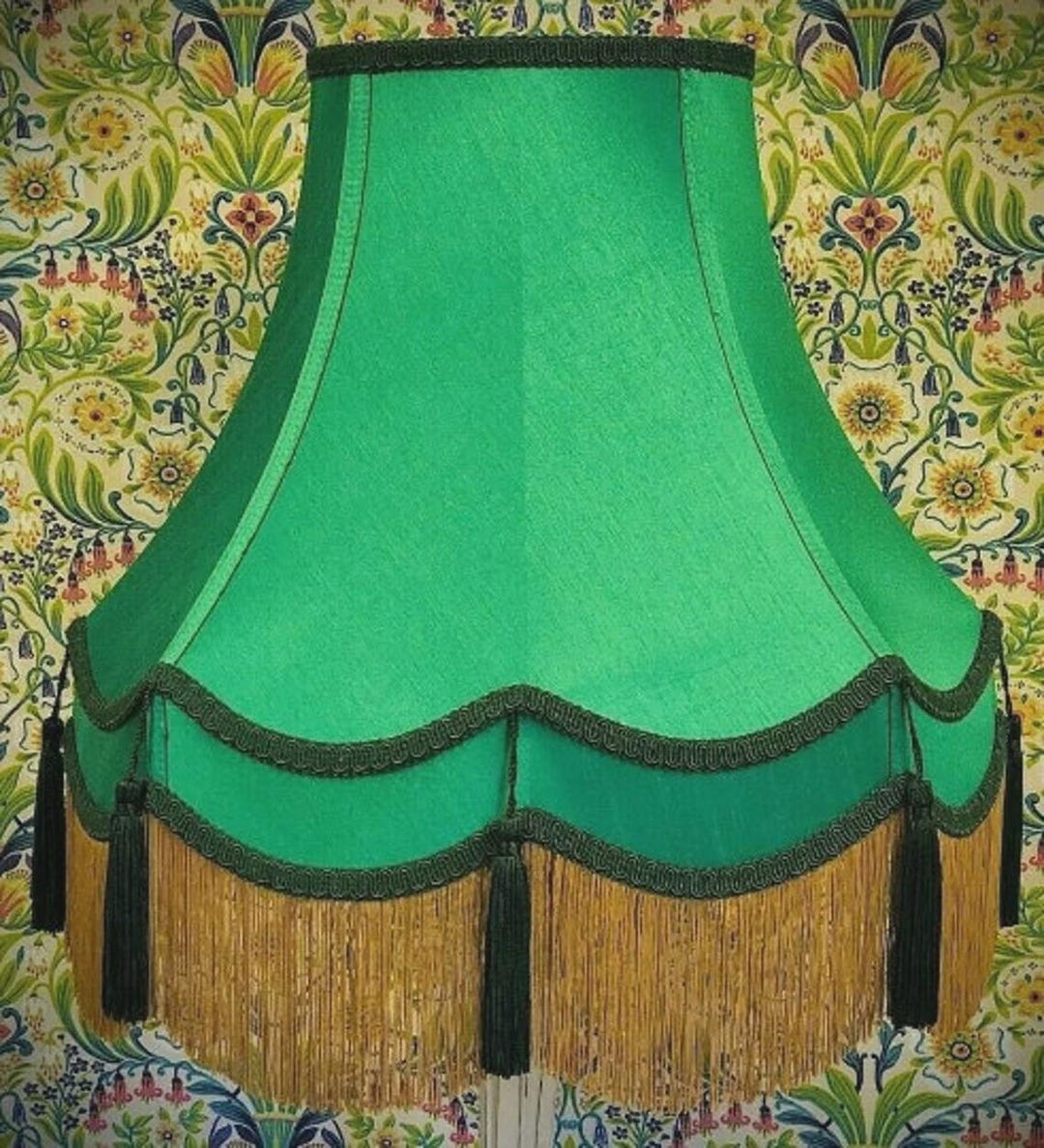 Traditional Handmade Emerald Green & Gold Table Lampshades Ceiling ...