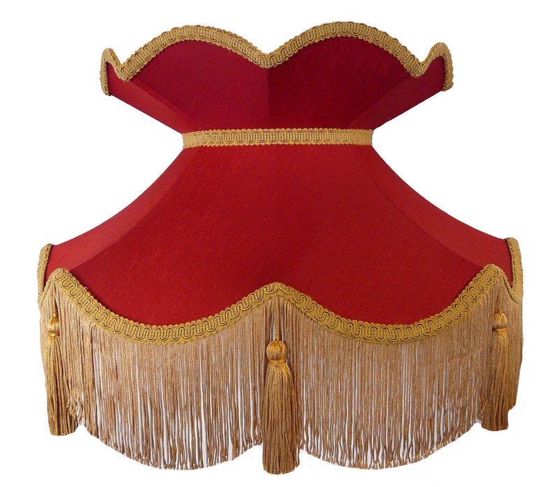 Victorian Style Red And Gold Crown Top Pattern Fabric Lampshades Ceiling Lights Standard Floor Lamp Shades Table