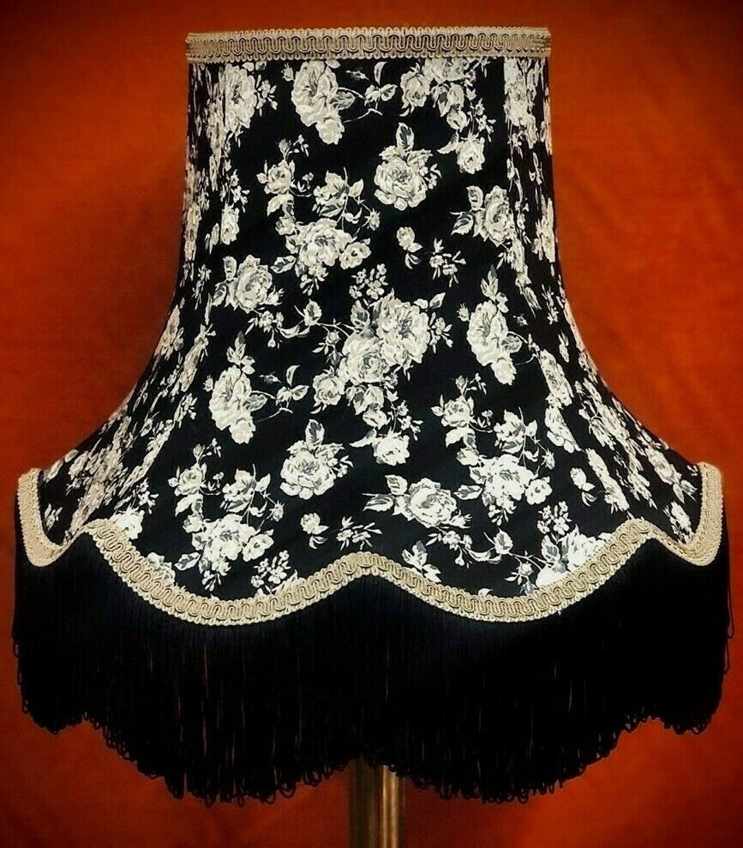 Black Floral Lamp Shades Wall Lights Floor Lampshades Table Etsy UK