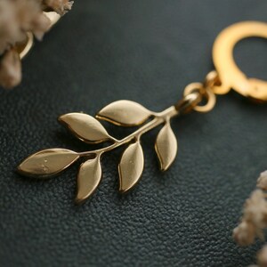 Gold Leaves Earrings Hoops Stainless Steel image 2