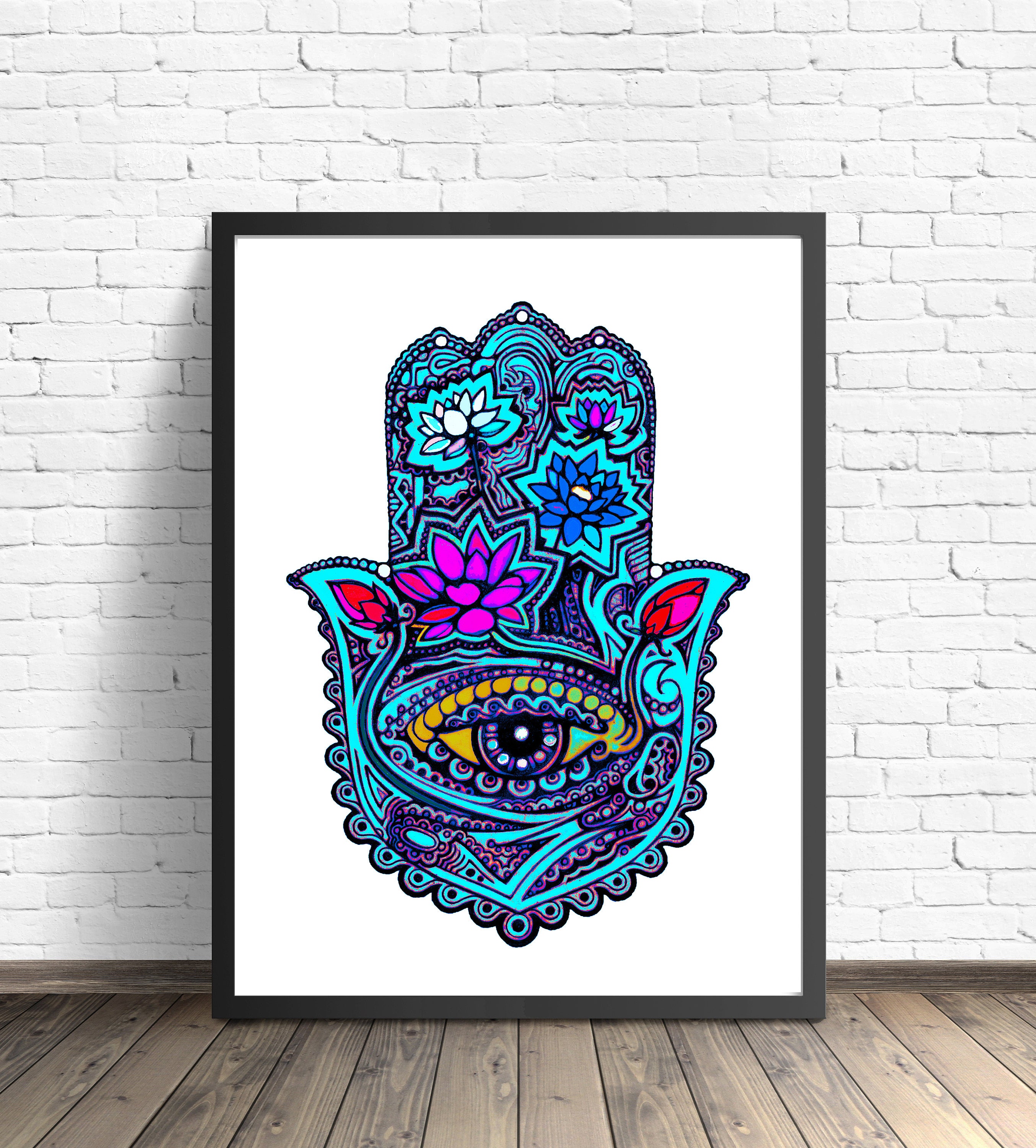 Hamsa Home Decor Spiritual Hamsa Wall Art Hamsa Art Print Etsy